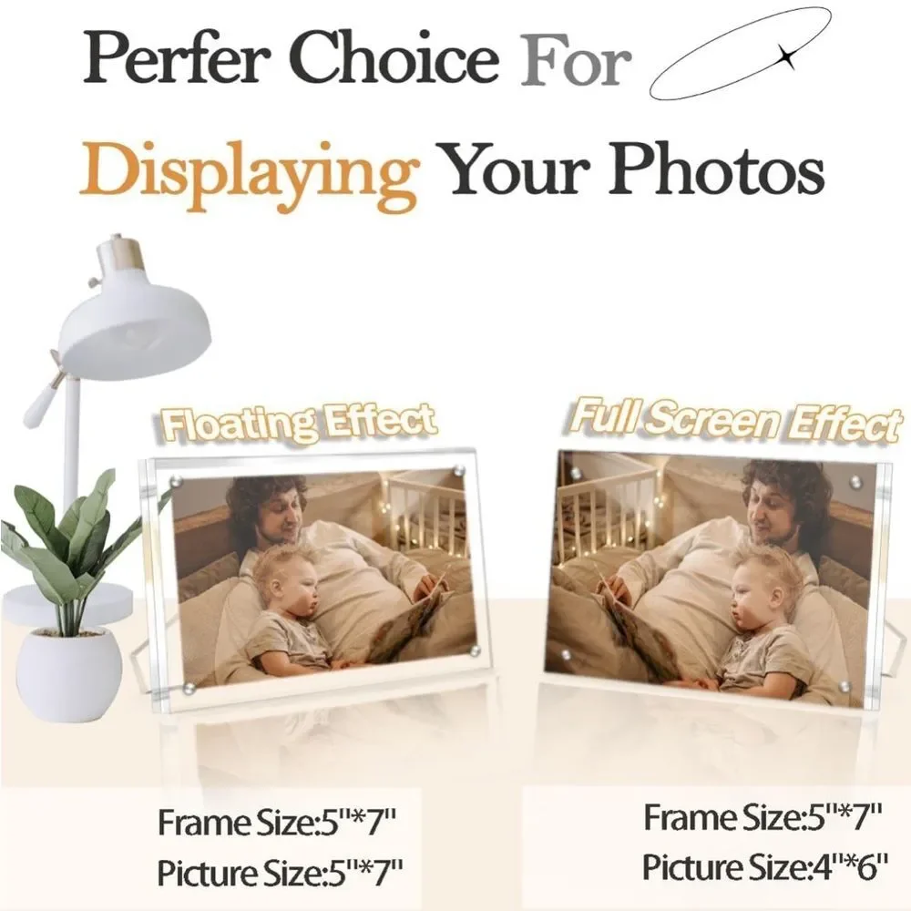 2 Pack - Acrylic Magnet Photo Frame